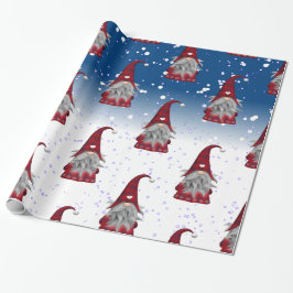 Papel De Presente Padrão dos Gnomos Vermelhos