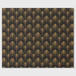Papel De Presente Padrão Dourado Art Déco — Geométrico Vintage Elega