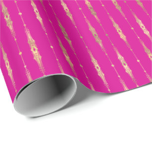 Papel De Presente Padrão Dourado cor-de-rosa-quente do Na moda eleg