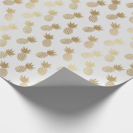 Papel De Presente Padrão Dourado de abacaxi