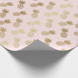 Papel De Presente Padrão Dourado de abacaxi