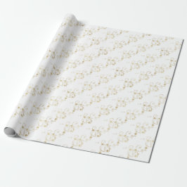 Papel De Presente Padrão Dourado de Arte de Caligrafia Floral