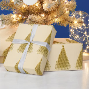 Papel De Presente Padrão Dourado de árvore de Natal elegante