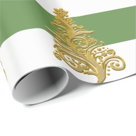 Papel De Presente Padrão Dourado de árvore de Natal elegante