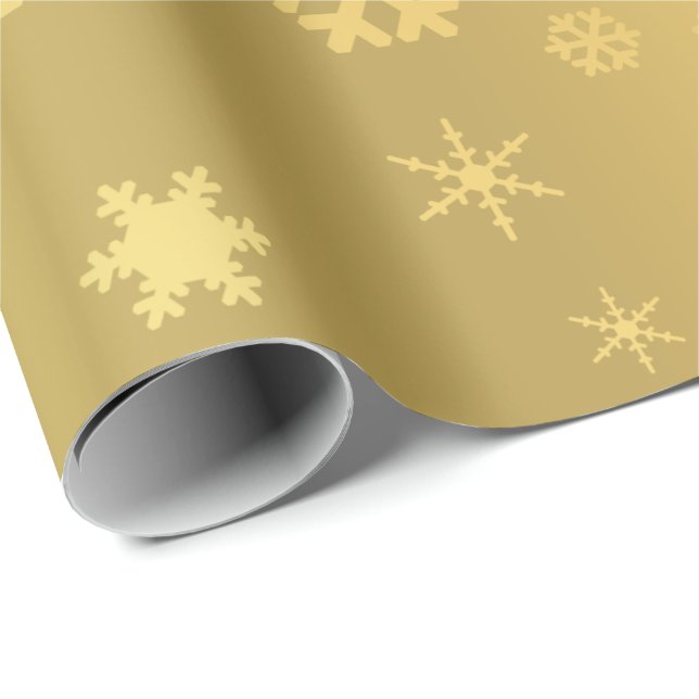 Papel De Presente Padrão Dourado de Floco de Neve Elegante e Moderno (Ponta do rolo)