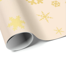 Papel De Presente Padrão Dourado de Floco de Neve Elegante e Moderno