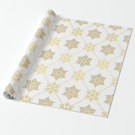 Papel De Presente Padrão Dourado de flocos de neve de Natal elegante
