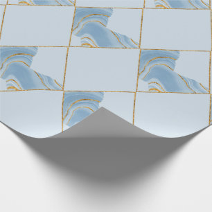 Papel De Presente Padrão Dourado de mármore azul-Abstrato elegante