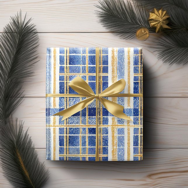 Papel De Presente Padrão Dourado de Natal Azul nº 2 ID1009 (Criador carregado)