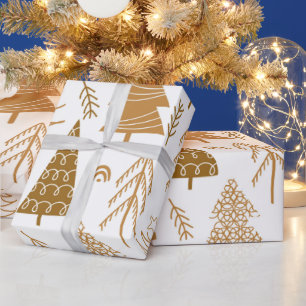 Papel De Presente Padrão Dourado de Natal de Férias