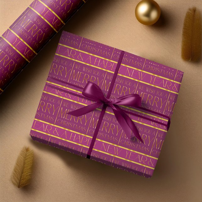 Papel De Presente Padrão Dourado de Natal magenta nº 35b ID1009 (Criador carregado)