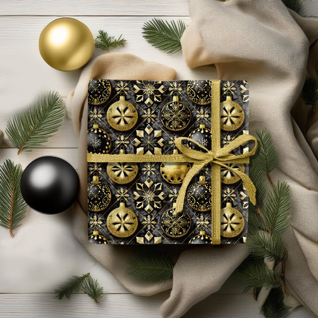 Papel De Presente Padrão Dourado de Natal preto nº 20 ID1009 (Criador carregado)