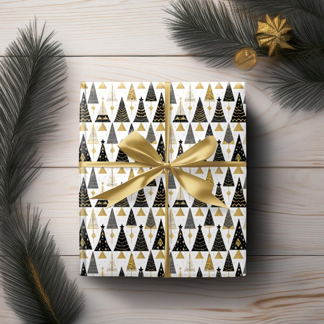 Papel De Presente Padrão Dourado de Natal preto nº 25 ID1009 (Criador carregado)