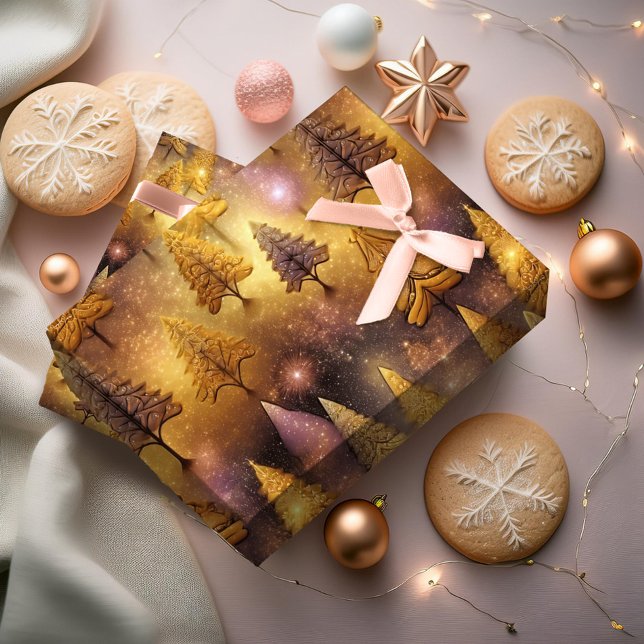 Papel De Presente Padrão Dourado de Natal rosa nº 19 ID1009 (Criador carregado)