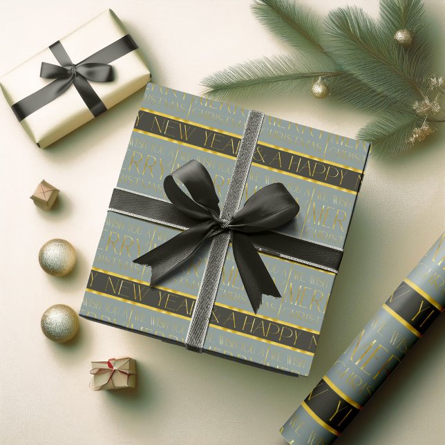 Papel De Presente Padrão Dourado de Natal Verde#35b ID1009 (Criador carregado)