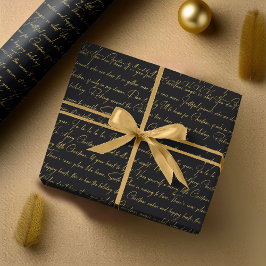 Papel De Presente Padrão Dourado de tipografia Natal preto nº 36 ID1