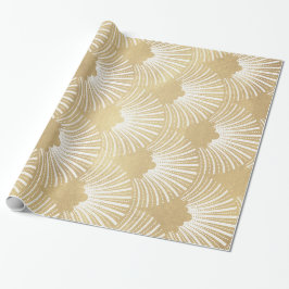 Papel De Presente Padrão Dourado e branco Art-Deco