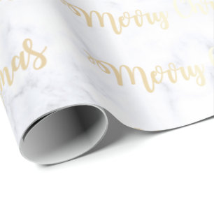Papel De Presente Padrão Dourado e Marble Felry de Natal