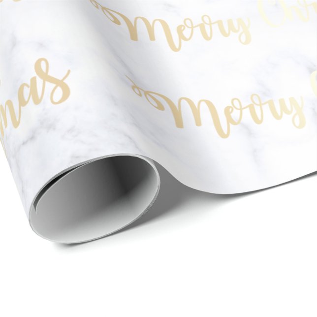Papel De Presente Padrão Dourado e Marble Felry de Natal (Ponta do rolo)