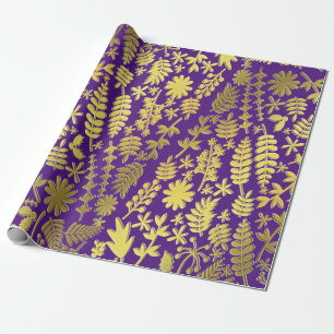 Papel De Presente Padrão Dourado e prateado da árvore de Natal rox