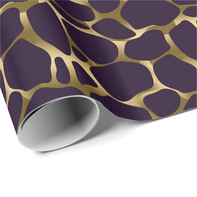 Papel De Presente Padrão Dourado E Profundo De Leopardo Abstrato Rox (Ponta do rolo)