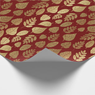 Papel De Presente Padrão Dourado e vermelho de folha