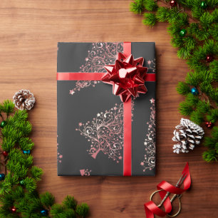 Papel De Presente Padrão elegante de árvore de Natal de ouro rosa