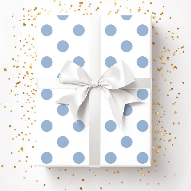 Papel De Presente Padrão Elegante de Bolinhas Azuis em Pó (Elegant Powder Blue Polka Dots Pattern Wrapping Paper)