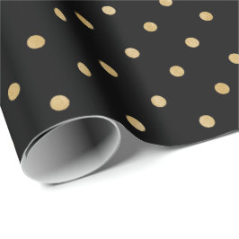 Papel De Presente Padrão Elegante de Bolinhas Douradas a Preto