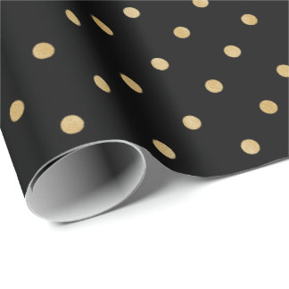 Papel De Presente Padrão Elegante de Bolinhas Douradas a Preto