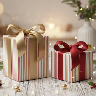 Papel De Presente Padrão Elegante de Listra Fina de Bengala de Natal