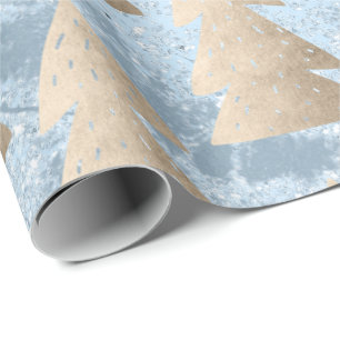Papel De Presente Padrão elegante de ouro moderno e árvore de Natal