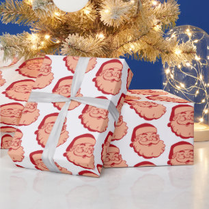 Papel De Presente Padrão Elegante de Papai Noel Vermelho Rosa