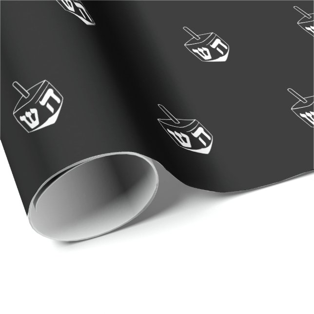 Papel De Presente Padrão elegante de sonho preto e branco Hanukkah (Ponta do rolo)
