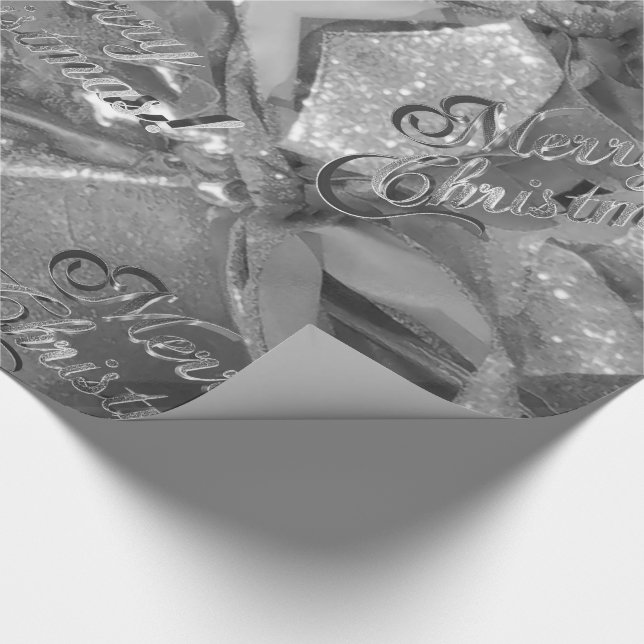 Papel De Presente Padrão Elegante Faux Silver Cinza Feliz Natal (Ponta)