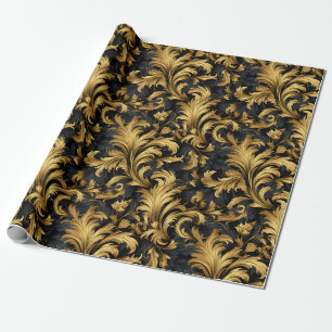 Papel De Presente Padrão elegante preto e Dourado