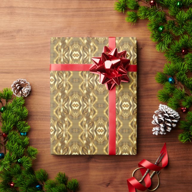 Papel De Presente Padrão encantador dourado (Presente de Natal)