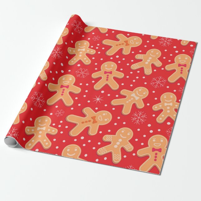 Papel De Presente Padrão engraçado de biscoitos de gengibre em forma (Desenrolado)