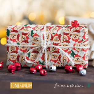 Papel De Presente Padrão engraçado de Natal com Pomerânia