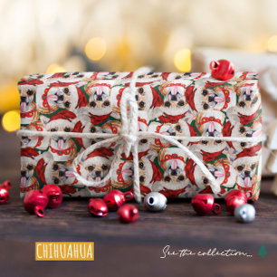 Papel De Presente Padrão Engraçado de Natal de Chihuahua