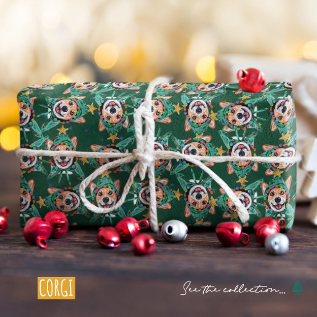 Papel De Presente Padrão engraçado de Natal de Corgi (Criador carregado)