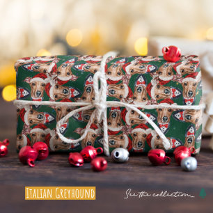 Papel De Presente Padrão engraçado de Natal de Galgo Italiano