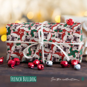 Papel De Presente Padrão engraçado de Natal do Bulldog Francês