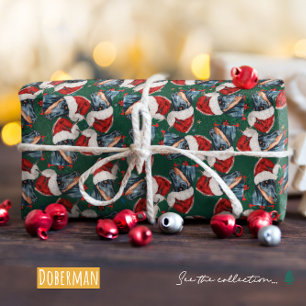 Papel De Presente Padrão engraçado de Natal do Doberman