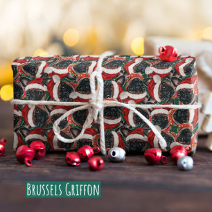 Papel De Presente Padrão engraçado de Natal do Griffon de Bruxelas