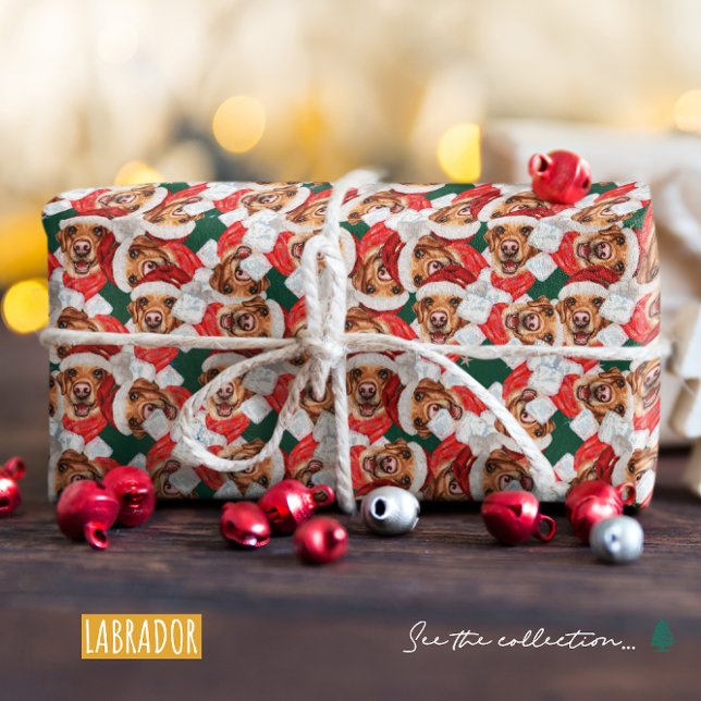 Papel De Presente Padrão engraçado de Natal do Labrador (Criador carregado)