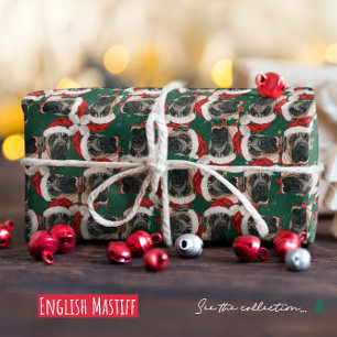 Papel De Presente Padrão engraçado de Natal do Mastim Inglês