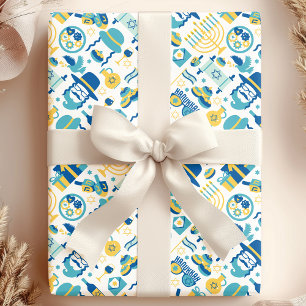 Papel De Presente Padrão Engraçado e Fofo de Hanukkah Judaico Sukkot
