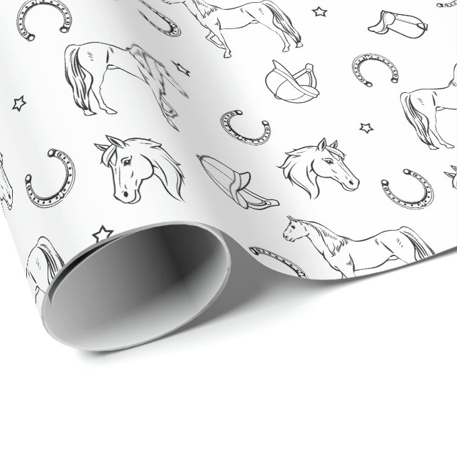 Papel De Presente Padrão Equestre 1 (Ponta do rolo)