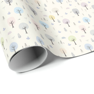 Papel De Presente Padrão Escandinavo da Floresta Sem Olhos
